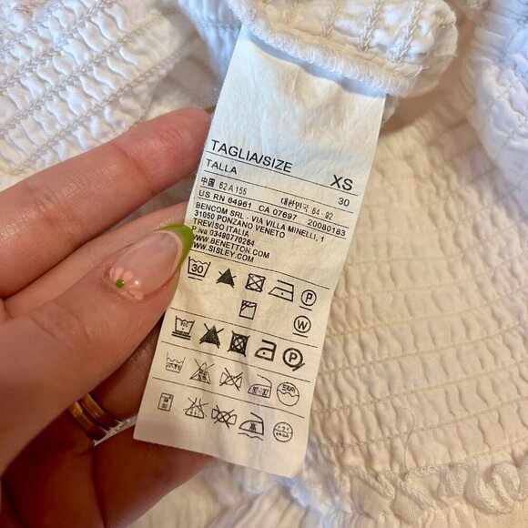 Stile Benetton White Cotton Skirt XS-L | Boho Peasant Smocked Waist Mini - Picture 5 of 7